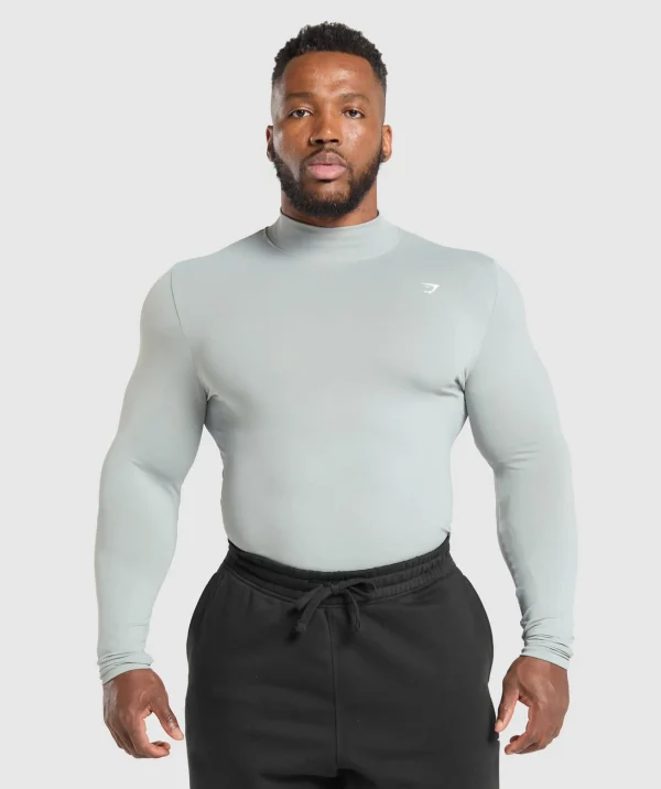 Gymshark T-shirts & Tops*Everyday Seamless Mock Long Sleeve T-Shirt SilverGrey