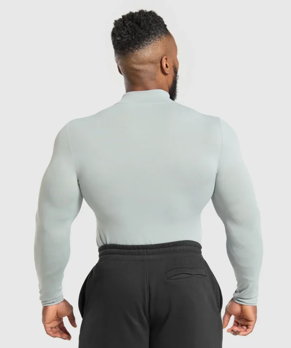 Gymshark T-shirts & Tops*Everyday Seamless Mock Long Sleeve T-Shirt SilverGrey