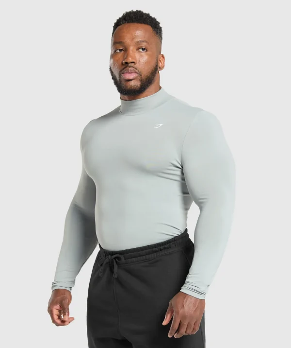 Gymshark T-shirts & Tops*Everyday Seamless Mock Long Sleeve T-Shirt SilverGrey