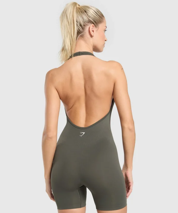 Gymshark Bodysuits*Everyday Seamless 5" All in One Short StrengthGreen