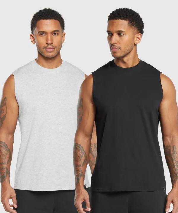 Gymshark Underwear & Basics | Men's Underwear*Everyday Tank 2 Pack Black/LightGreyCoreMarl