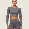 Gymshark Crop Tops | T-shirts & Tops*everywear Seamless Long Sleeve Crop Top BrushedGrey