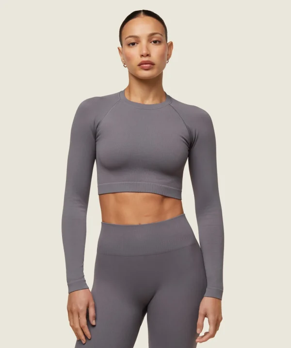 Gymshark Crop Tops | T-shirts & Tops*everywear Seamless Long Sleeve Crop Top BrushedGrey