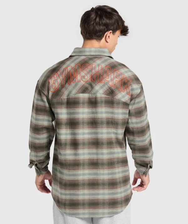 Gymshark T-shirts & Tops*Flannel Shirt StrengthGreen