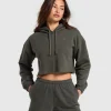 Gymshark Hoodies & Sweatshirts*Fleece Crop Pullover StrengthGreen