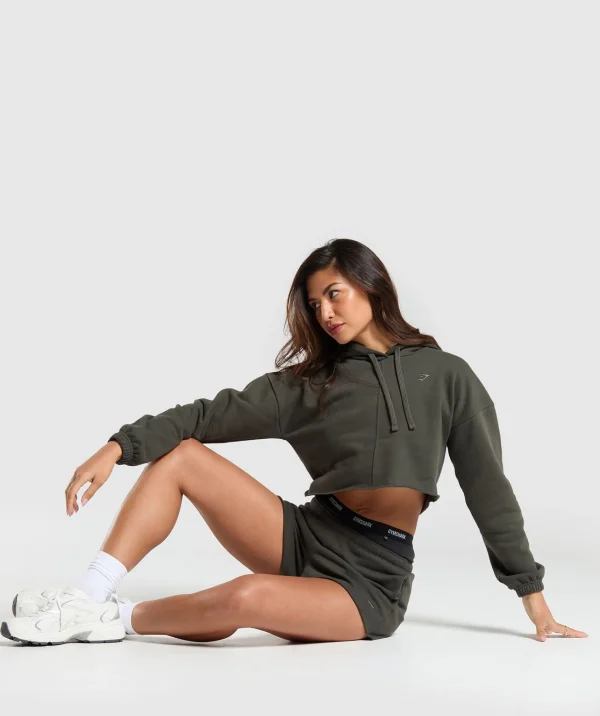 Gymshark Hoodies & Sweatshirts*Fleece Crop Pullover StrengthGreen