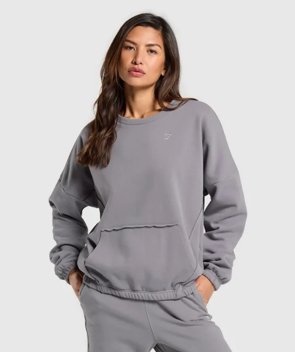 Gymshark Hoodies & Sweatshirts*Fleece Oversized Sweatshirt MediumGrey