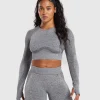 Gymshark Crop Tops*Flex Long Sleeve Crop Top CharcoalGreyMarl