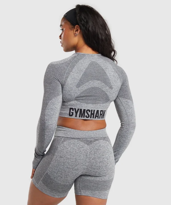 Gymshark Crop Tops*Flex Long Sleeve Crop Top CharcoalGreyMarl