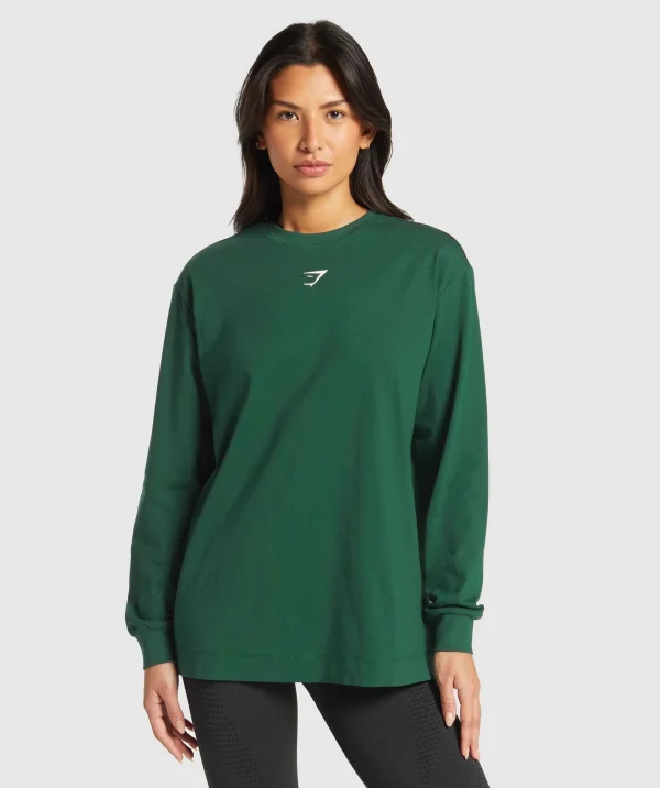 Gymshark T-shirts & Tops*Fraction Long Sleeve T-Shirt ConditioningGreen