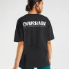 Gymshark T-shirts & Tops*Fraction Oversized T-Shirt Black/White