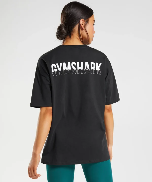 Gymshark T-shirts & Tops*Fraction Oversized T-Shirt Black/White