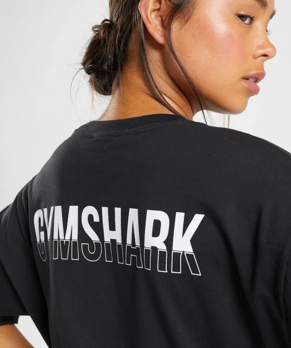 Gymshark T-shirts & Tops*Fraction Oversized T-Shirt Black/White