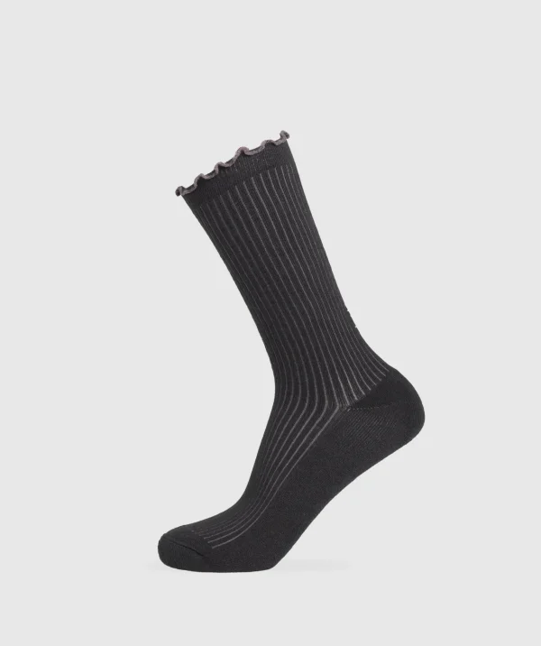 Gymshark Crew Socks*Frill Crew Single Sock Black/BrushedPurple