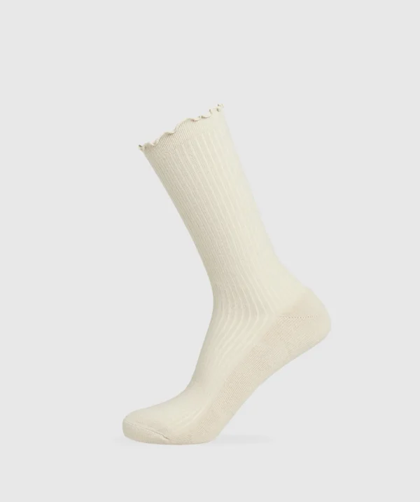 Gymshark Crew Socks*Frill Crew Single Sock CreamBeige/SoftWhite