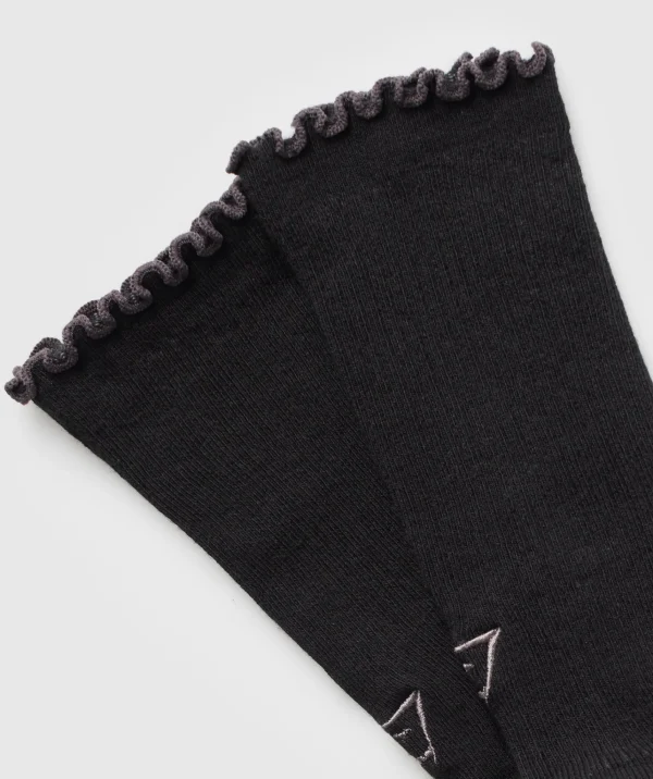 Gymshark Crew Socks*Frill Crew Single Sock Black/BrushedPurple