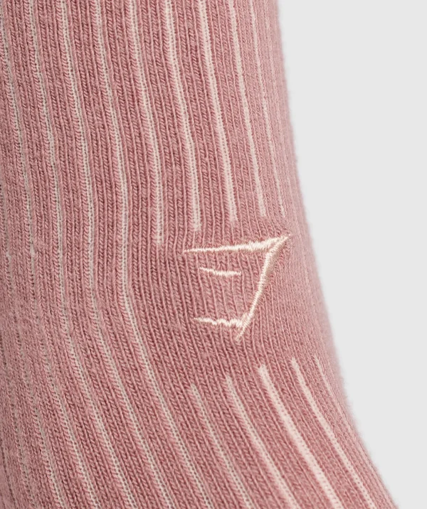 Gymshark Crew Socks*Frill Crew Single Sock BrickBrown/MutedPink