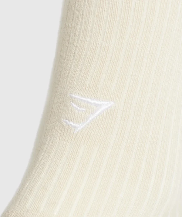 Gymshark Crew Socks*Frill Crew Single Sock CreamBeige/SoftWhite