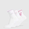 Gymshark Crew Socks*Frill Midi Sock 3pk White/SourPink/ActivePurple/WinningPink