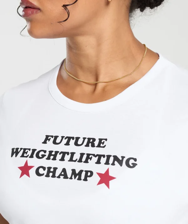 Gymshark Crop Tops | T-shirts & Tops*Future Weightlifting Champ Baby Tee White