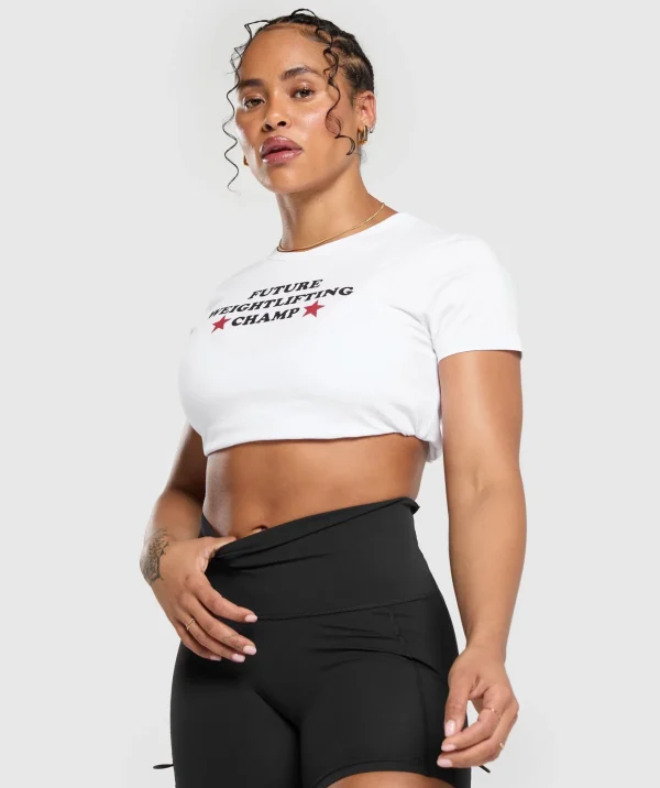 Gymshark Crop Tops | T-shirts & Tops*Future Weightlifting Champ Baby Tee White