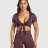 Gymshark Crop Tops*Gains Seamless Crop Top DepthPurple