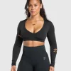 Gymshark Crop Tops | T-shirts & Tops*Gains Seamless Distressed Super Crop Top Black