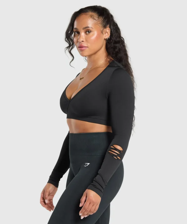 Gymshark Crop Tops | T-shirts & Tops*Gains Seamless Distressed Super Crop Top Black