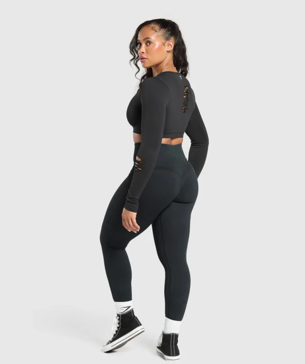 Gymshark Crop Tops | T-shirts & Tops*Gains Seamless Distressed Super Crop Top Black