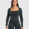 Gymshark Jackets*Gains Seamless Zip Up Black