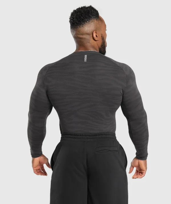 Gymshark T-shirts & Tops*Geo Animal Seamless Long Sleeve T-Shirt OnyxGrey/Black