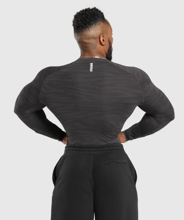 Gymshark T-shirts & Tops*Geo Animal Seamless Long Sleeve T-Shirt OnyxGrey/Black