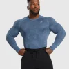 Gymshark T-shirts & Tops*Geo Seamless Long Sleeve T-Shirt FadedBlue/TitaniumBlue