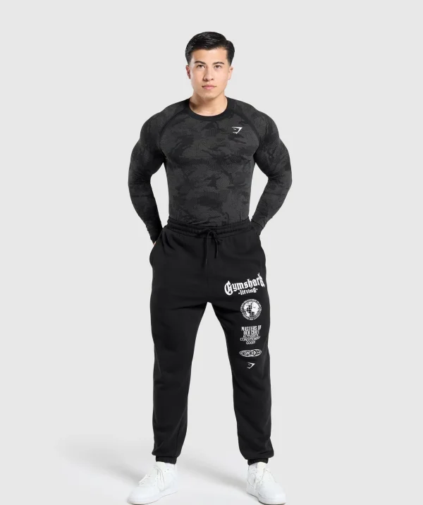 Gymshark T-shirts & Tops*Geo Seamless Long Sleeve T-Shirt Black/CharcoalGrey