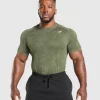 Gymshark T-shirts & Tops*Geo Seamless T-Shirt CoreOlive/DeepOliveGreen