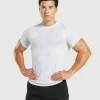 Gymshark T-shirts & Tops*Geo Seamless T-Shirt White/LightGrey