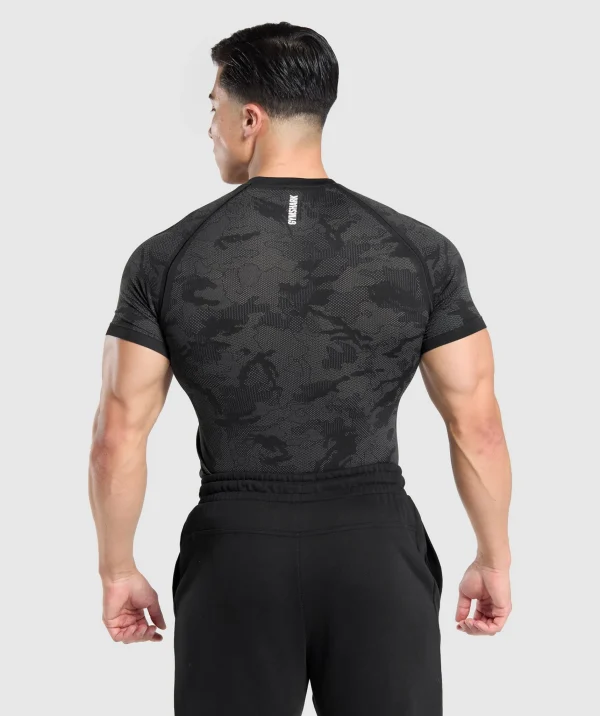 Gymshark T-shirts & Tops*Geo Seamless T-Shirt Black/CharcoalGrey