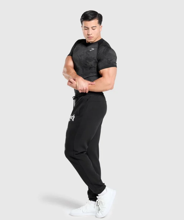 Gymshark T-shirts & Tops*Geo Seamless T-Shirt Black/CharcoalGrey