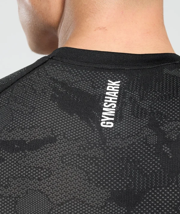 Gymshark T-shirts & Tops*Geo Seamless T-Shirt Black/CharcoalGrey