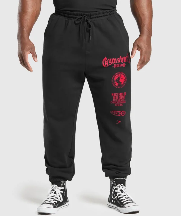 Gymshark Joggers & Sweatpants*Global Lifting Oversized Essential Joggers Black/ConditioningRed