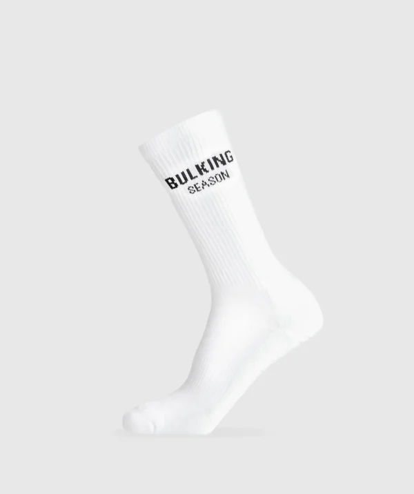 Gymshark Crew Socks*Graphic Bulking Season Crew Sock Single White