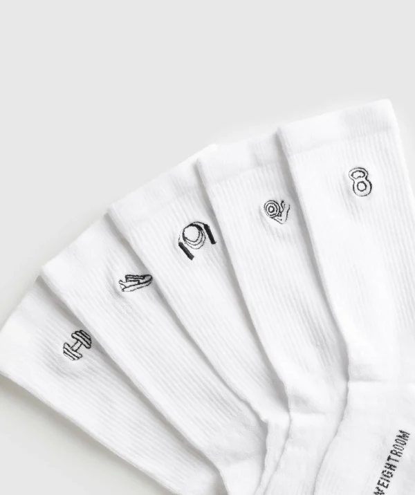 Gymshark Crew Socks*Graphic Conditioning Crew Socks 5pk White