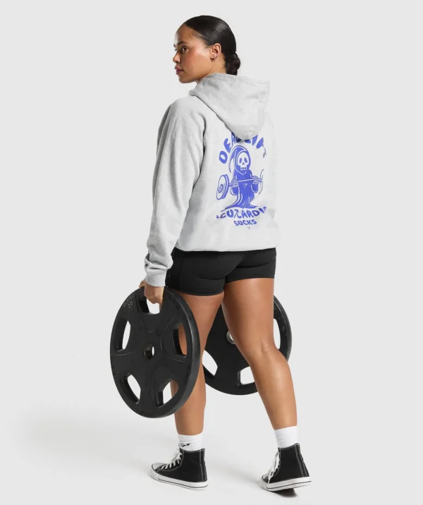 Gymshark Hoodies & Sweatshirts*Graphic Reaper Oversized Hoodie LightGreyCoreMarl