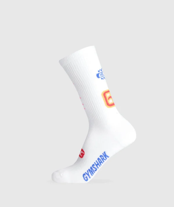 Gymshark Crew Socks*Graphic Track Crew Single White