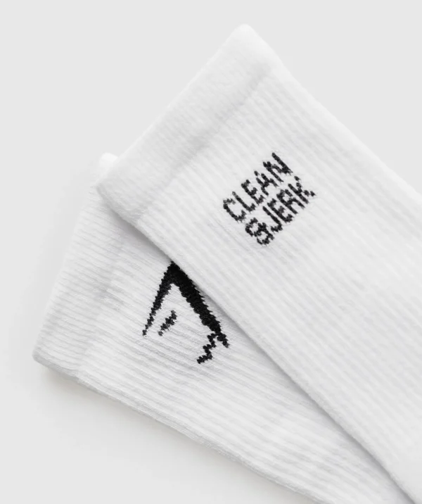 Gymshark Crew Socks*Graphic Weightlifting Crew Single White