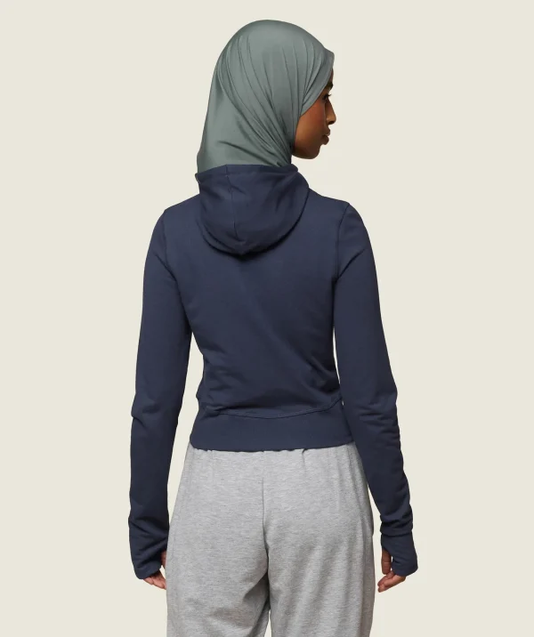 Gymshark Modest Workout Clothes & Hijabs*GS x Leana Deeb Hooded Midi Top MidnightBlue