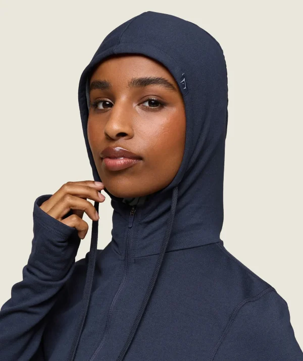 Gymshark Modest Workout Clothes & Hijabs*GS x Leana Deeb Hooded Midi Top MidnightBlue