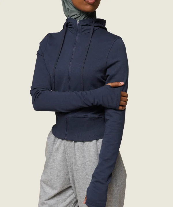 Gymshark Modest Workout Clothes & Hijabs*GS x Leana Deeb Hooded Midi Top MidnightBlue