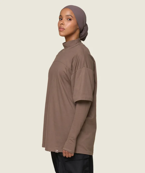 Gymshark Modest Workout Clothes & Hijabs | T-shirts & Tops*GS x Leana Deeb Oversized T-shirt SoulBrown