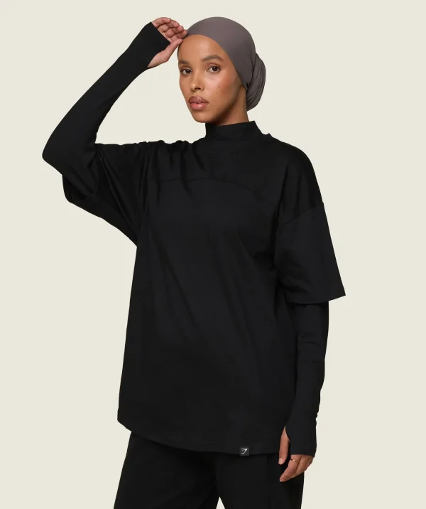 Gymshark Modest Workout Clothes & Hijabs | T-shirts & Tops*GS x Leana Deeb Oversized T-shirt Black